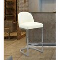 Bromas Airlie Bar Stool Chair, PU Leather Upholstered Armless Design Half-Moon Chrome Plated, Cream BR2825944